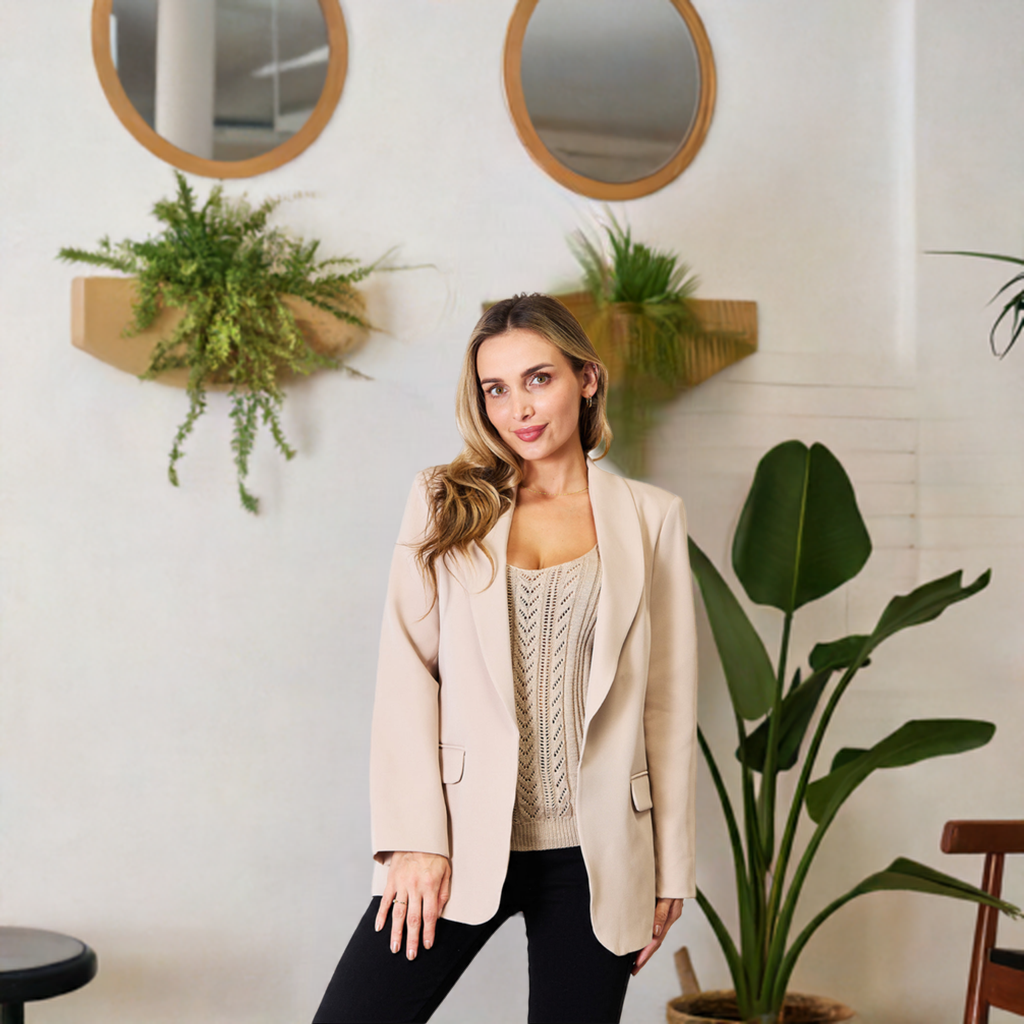 Devine Shawl Collar Long Sleeve Blazer