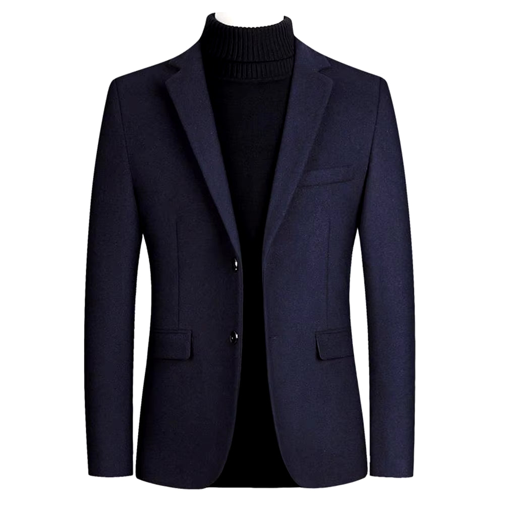 High Quality Men'S Two Buttons Lapel Suit Coat Wool Blends Casual Blazers Men Solid Business Casual Mens Coats and Jackets 2021