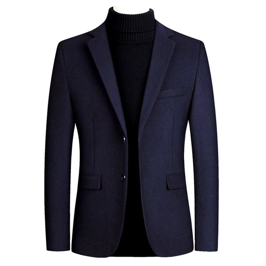High Quality Men'S Two Buttons Lapel Suit Coat Wool Blends Casual Blazers Men Solid Business Casual Mens Coats and Jackets 2021