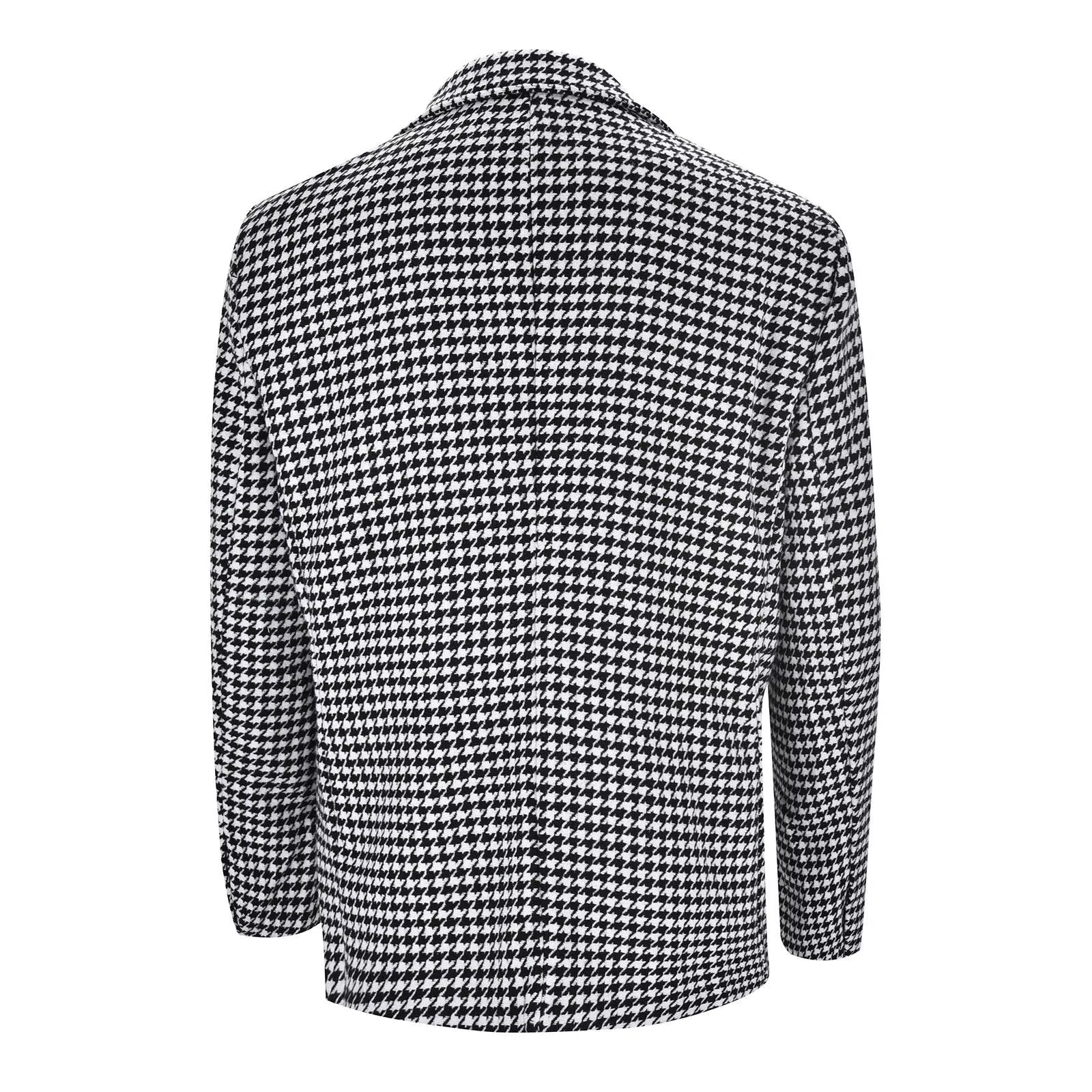 Houndstooth Business Blazer for Men 2024 Plaid Notched Lapel Suit Jacket Formal Male Fashion Coat Casual Suit Male